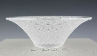 Vtg Signed Lalique France Art Glass Coupelle Creuse Venezia Crystal Bowl Nr Sms