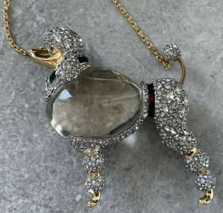 Alexis Bittar Signed Lucite Strolling Poodle Couture Brooch Necklace $695