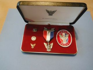 Bsa Eagle Scout Medal Stange Type 5c 1986 - 1989 With Case & Patch