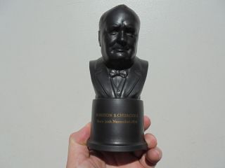 Vintage Wedgwood Black Basalt Ware Winston Churchill Bust Arnold Machin 7 "