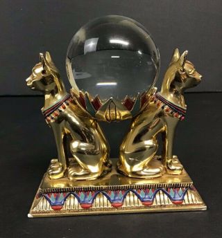 The Franklin Figure Of Two Bast Cats With A Crystal Ball,  Limited Edition
