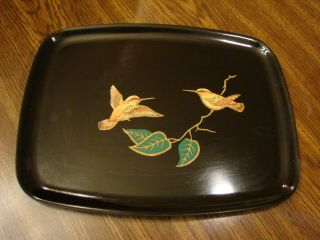 Couroc Handcrafted Serving Tray W Hummingbirds From Monterey Ca 9.  5 X 12.  5 In.