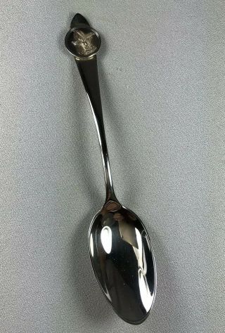 Hallmarked Sterling Silver Teaspoon With Irish Wolfhound Medal At Top,  Monogram