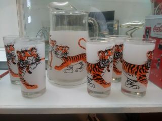 Esso Tiger Pitcher & 5 Glasses