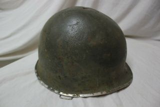 Us Military Ww2 Army Usmc M1 Front Seam Helmet Swevil Bale Unrestored12