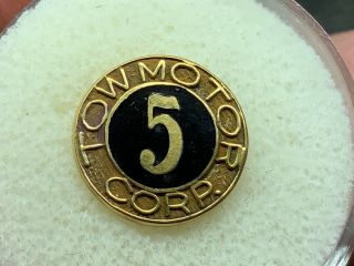 Tow Motor Corporation 10k Gold Stunning Old 5 Years Of Service Award Pin.