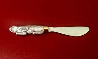 Butter Knife/spreader With Rabbit Handle In Pewter,  Brass,  & Stainless Steel