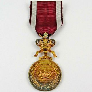 Vintage Wwii Belgium Order Of The Crown Gold Belgian Long Service Medal