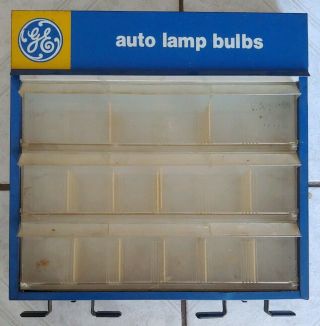 Vintage Ge Metal & Plastic Auto Lamp Bulbs Light Bulb Display Cabinet Rack