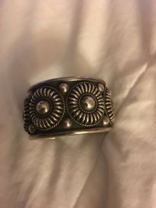Tom Charley Heavy Vintage Sterling Silver Cuff Bracelet Hallmarked " Tc "