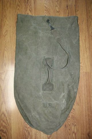 Vintage Us Military Issue Ww2 Dated 1944 Canvas Duffle Bag Sea Bag A5a