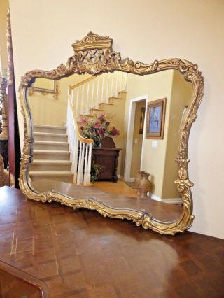 Vintage French Provincial Gold Ornate Wall Mantle Mirror