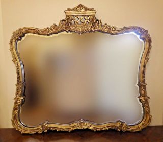 Vintage French Provincial Gold Ornate Wall Mantle Mirror 2