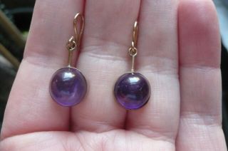 Art Deco Cabochon Amethyst And 9 Carat Gold Earrings