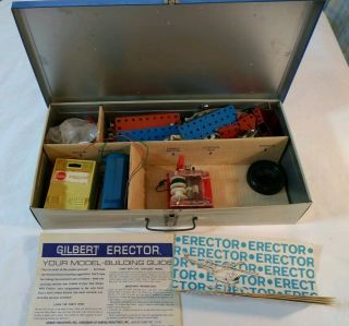 Vintage Gilbert Erector Set Motor Winch Metal Box Sears Little Learners 1964