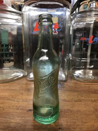 Vintage Double Dot Pepsi Peanut Bottle Aqua Green Pinch Hourglass Sign