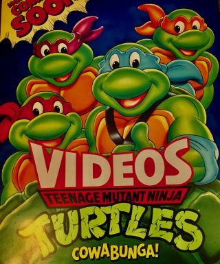 VTG 1989 Teenage Mutant Ninja Turtles VHS Videos Burger King Promo Poster 30x40 3