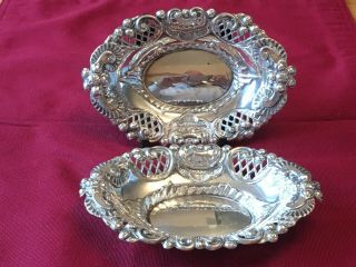 A Art Nouveau Solid Silver Pierced Bowls Birmingham 1903 William Hutton