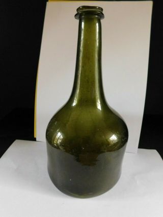 Antique Black Glass Wine Bottle Mallet ? Shape (greenish Glass)