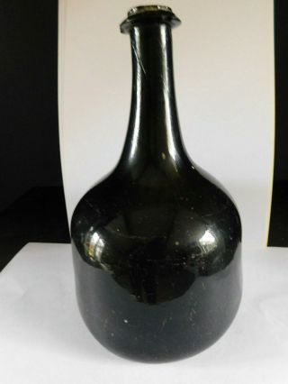 Antique Black Glass Wine Bottle - Mallet Black Glass Wine Bottle