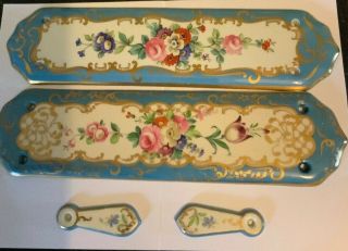 2 Vintage Door Finger Plates - Floral,  Key Covers