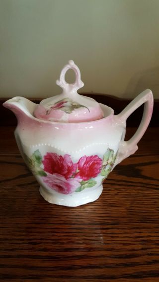 Vintage Small Porcelain Fine Bone China Lovely Teapot Pink With Roses