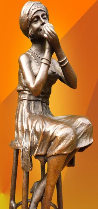 Art Deco,  Bronze Little Rouge Signed D.  H.  Chiparus Statue Figure Girl Hot Cast