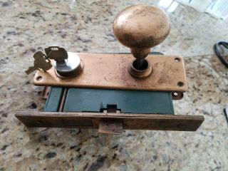 Vintage: Bronze Brass Russwin Mortise Lock With Knobs &cylinder Lock
