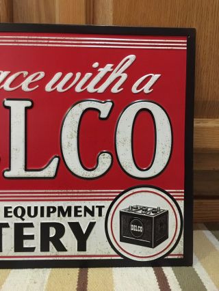 Delco Battery Metal Sign Garage Station Gas Oil Part Car Truck Vintage Style 3