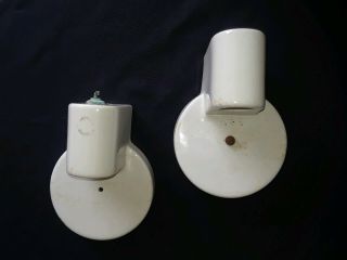 Pair Vintage Art Deco Porcelain Wall Mount Sconces Light Fixtures,  Pull Chains