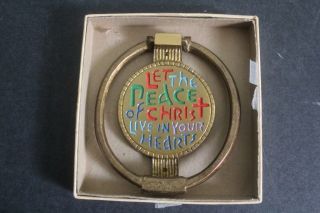 1969 Terra Sancta Guild Brass Door Knocker Israel Let The Peace Of Christ.