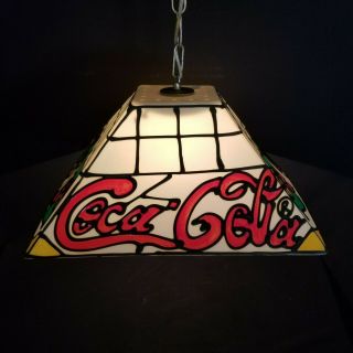 Vintage Coca - Cola Hanging Lamp Light Stained Glass Look