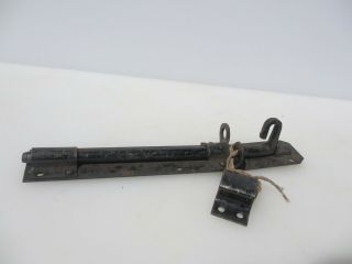 Vintage Iron Door Lock Sliding Bolt Lock Gate Antique Keep Knob 11.  5 " L