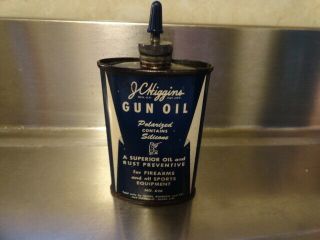 Vintage J.  C.  Higgins Gun Oil Tin Lead Top Handy Oiler Can - Blue 626 3 Ounce