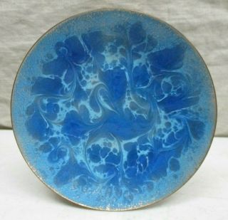 Vintage Mid Century Signed Godfrey Enamel Copper Ski Blue Plate 5 1/4 " Hildebran