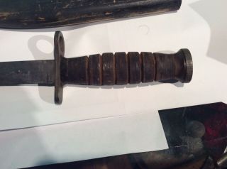 US WW2 Bayonet Fighting Knife w/ Scabbard As Found 2