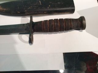 US WW2 Bayonet Fighting Knife w/ Scabbard As Found 3
