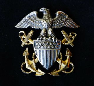 Vintage Sterling Silver Us Navy Hat Badge Wwii Vietnam ?