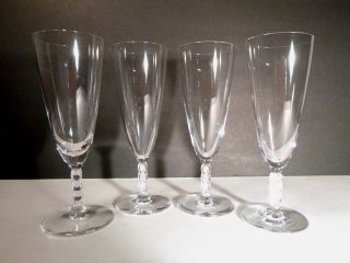 Vintage Lalique Crystal Guebwiller (1926 -) Set Of 4 Champagne Flutes 5 7/8 "