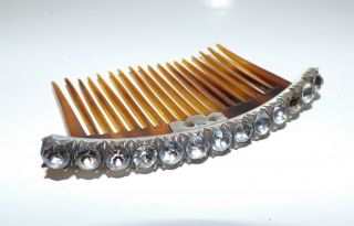 Antique Victorian Hair Comb Carved Shell Silver & Paste Hair Decoration Comb