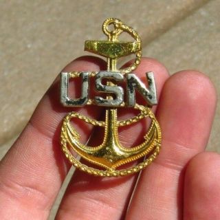 Ww2 Us Navy Usn Cpo Chief Petty Officer Hat Cap Badge Pin Snowflake Acid Test