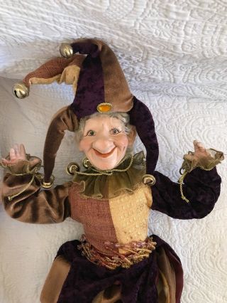 Christmas Elf Jester Mardi Gras Christmas Poseable Figurine Ornament 21 "
