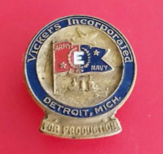 Wwii " Vickers Inc.  " Army Navy E - Production Award Cuff Pin; World War