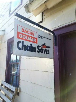 Sachs Dolmar Chainsaw Sign w/ Bracket Dealer Signage AUTHENTIC 28 