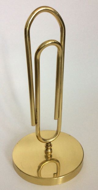 Vintage Brass Paper Clip 8 " Height Heavy Paperweight Note Holder Desk Accessory