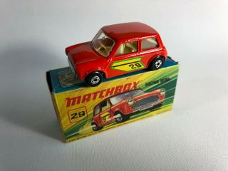 Matchbox Lesney Superfast 1972 Racing Mini No.  29 W/ Box - Vintage Htf