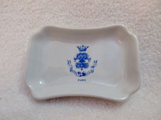 Vintage Hotel Ritz Paris Soap Trinket Dish Midcentury Ashtray Blue White