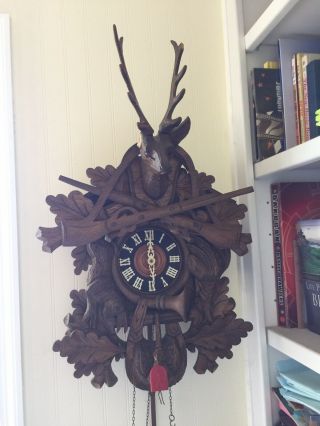 Vintage Large Black Forest Hunters Cuckoo Clock - Germany Parts/repair