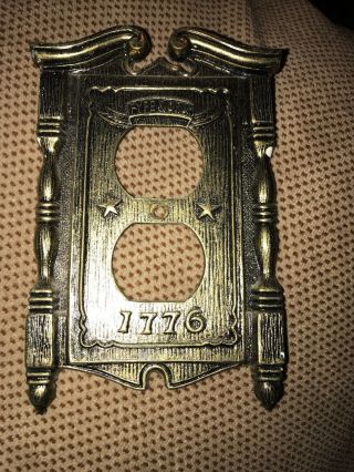 Vtg 1968 American Tack & Hardware Co.  Brass Switch Plate Cover Fyfe Drum 1776