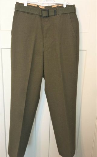 Wwii Us Army Enlisted Wool Trousers / Pants With Belt - 32 X 31 - 1944